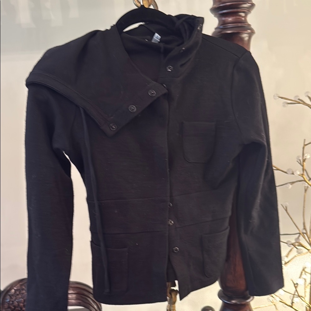 Morgane Le Fay Black Utility Sweater with Asymmetrical Collar